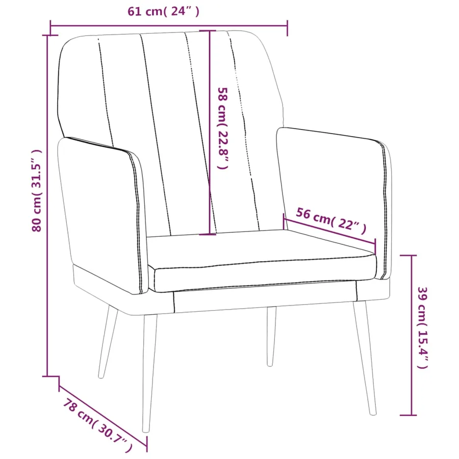Fauteuil Noir 61x78x80 cm Similicuir - 8