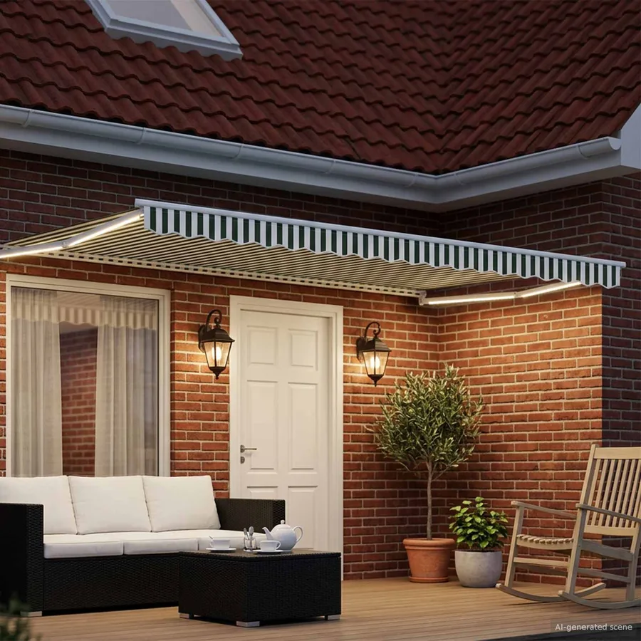 Auvent rétractable électrique Vert et blanc 4,5 × 3 m - 3