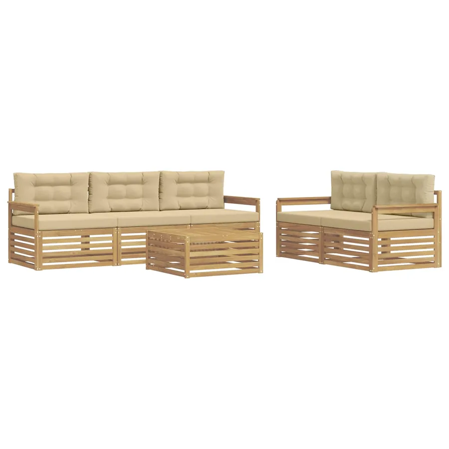 Ensemble de canapés d'extérieur 6 pc Blanc et Beige - 2