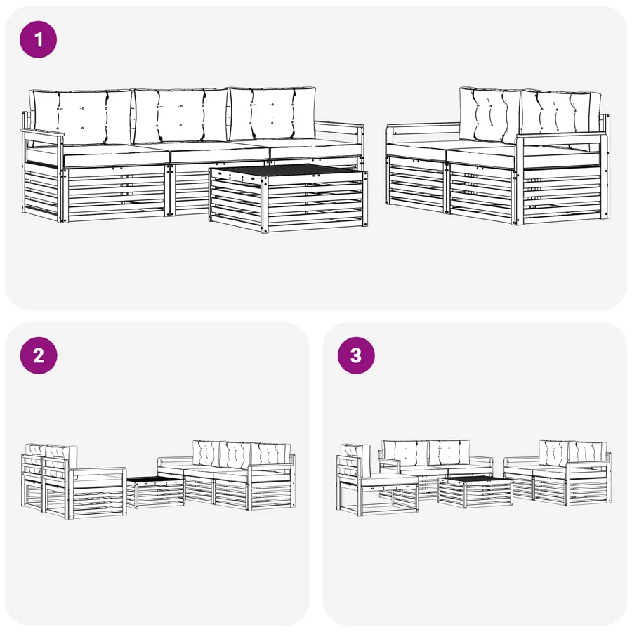 Ensemble de canapés d'extérieur 6 pc Blanc et Beige - 6