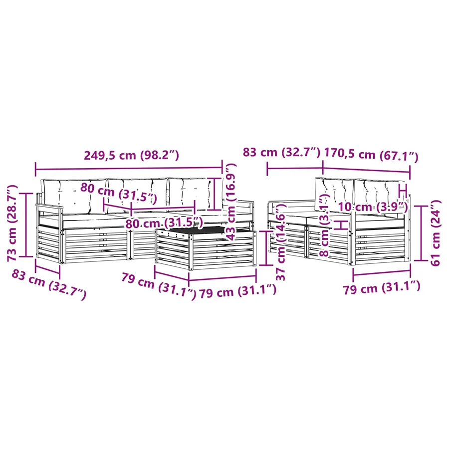 Ensemble de canapés d'extérieur 6 pc Blanc et Beige - 7