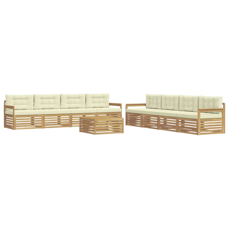 Ensemble de canapés d'extérieur 9 pc Blanc et crème Polyester - 2
