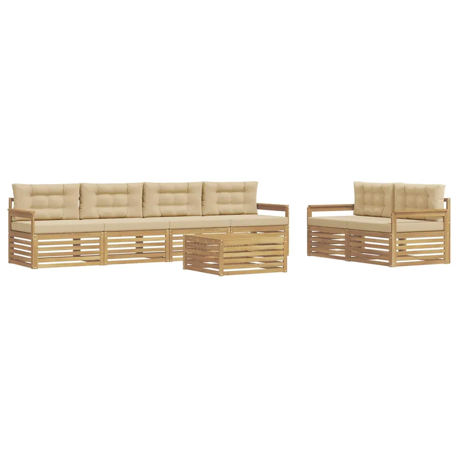 Ensemble de canapés d'extérieur 7 pc Blanc et Beige Polyester - 2