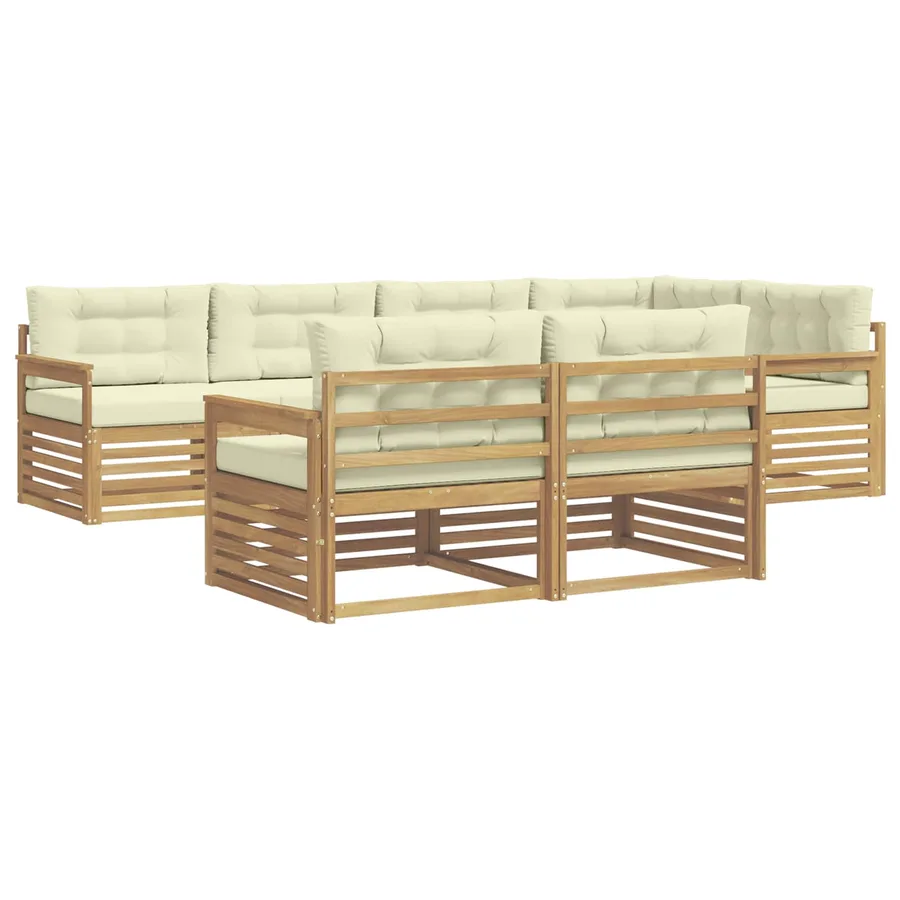 Ensemble de canapés d'extérieur 7 pc Blanc et crème Polyester - 2