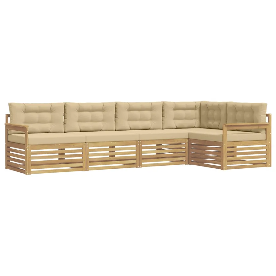 Ensemble de canapés d'extérieur 6 pc Blanc et Beige Polyester - 2