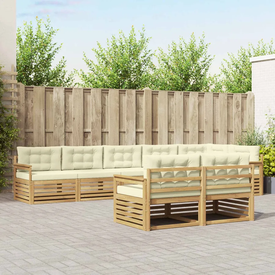 Ensemble de canapés d'extérieur 8 pc Blanc et crème Polyester