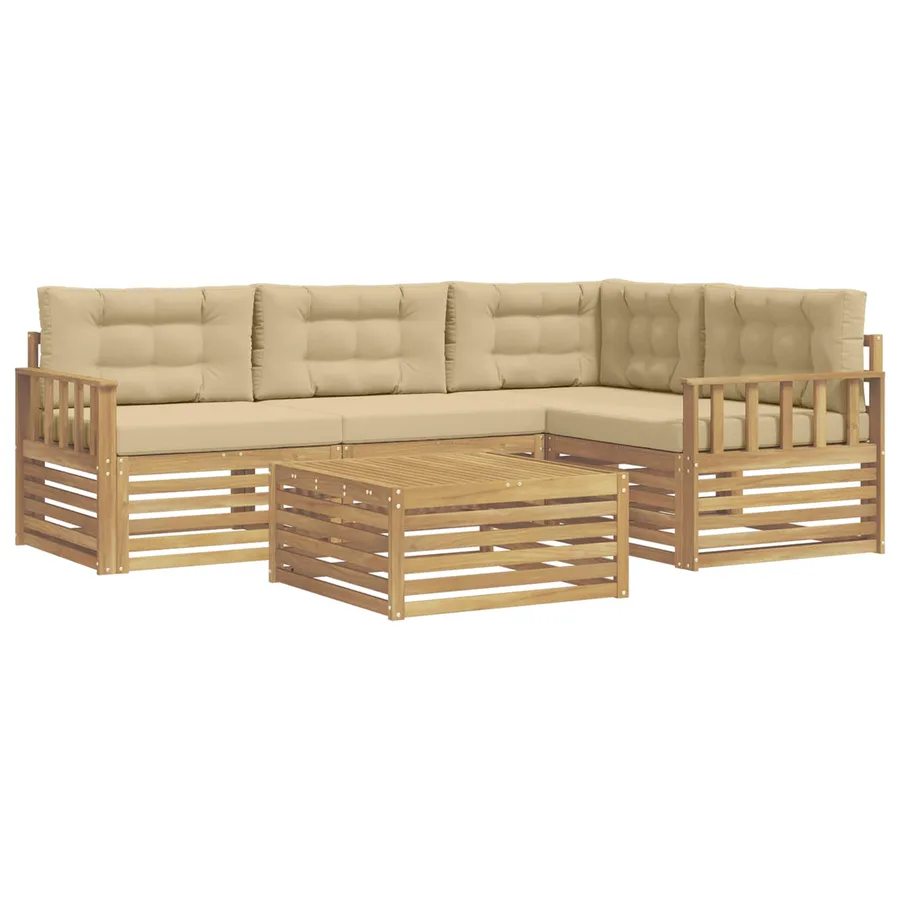 Ensemble de canapés d'extérieur 6 pc Blanc et Beige Polyester - 2