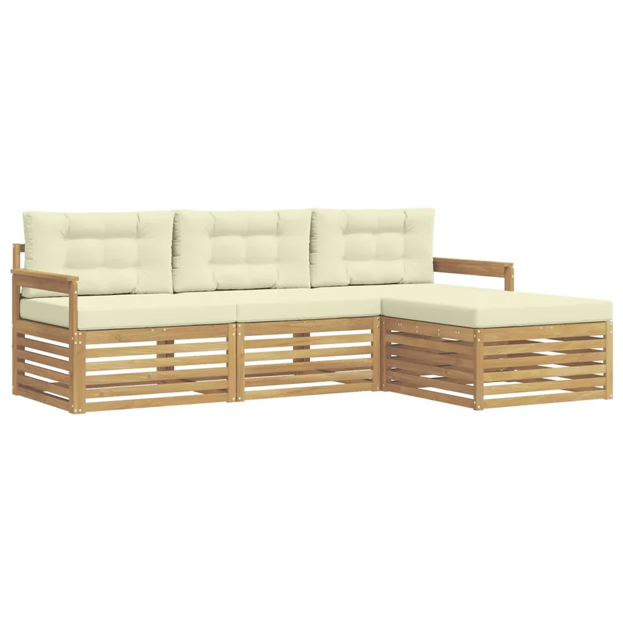 Ensemble de canapés d'extérieur 4 pc Blanc et crème Polyester - 2