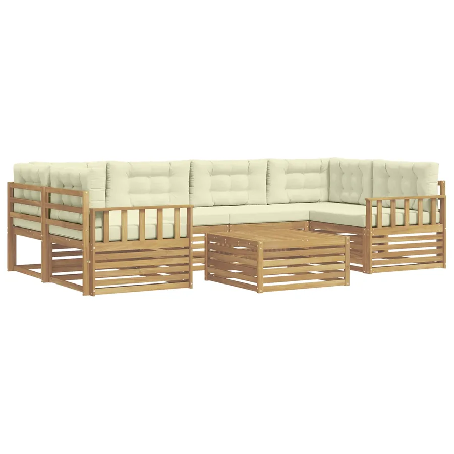 Ensemble de canapés d'extérieur 7 pc Blanc et crème Polyester - 2