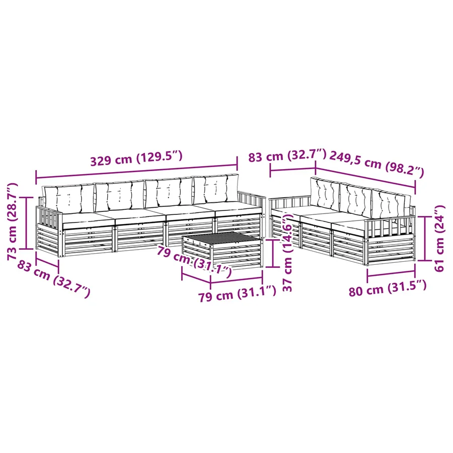 Ensemble de canapés d'extérieur 8 pc Blanc et crème Polyester - 7