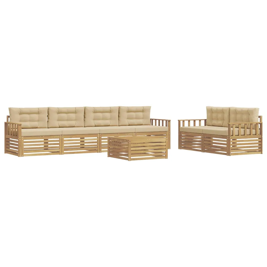 Ensemble de canapés d'extérieur 7 pc Blanc et Beige Polyester - 2