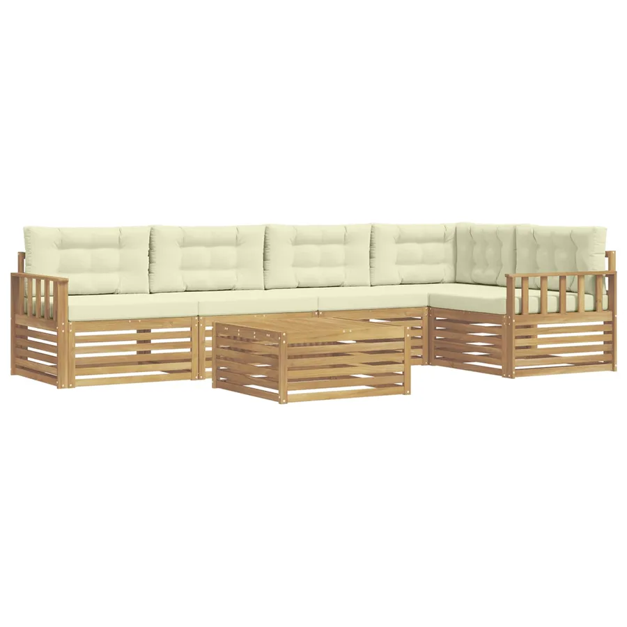Ensemble de canapés d'extérieur 6 pc Blanc et crème Polyester - 2
