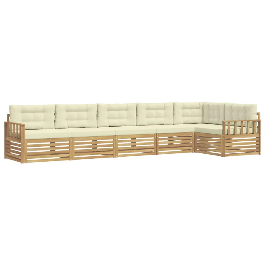 Ensemble de canapés d'extérieur 6 pc Blanc et crème Polyester - 2