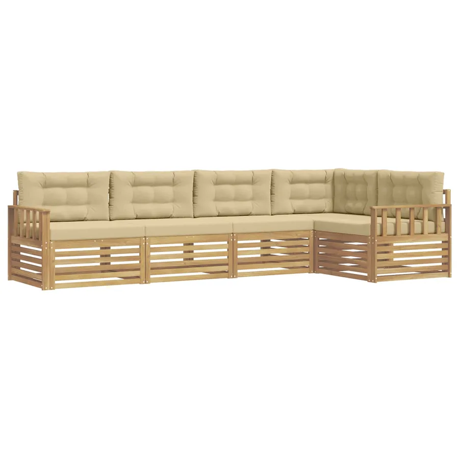 Ensemble de canapés d'extérieur 6 pc Blanc et Beige Polyester - 2
