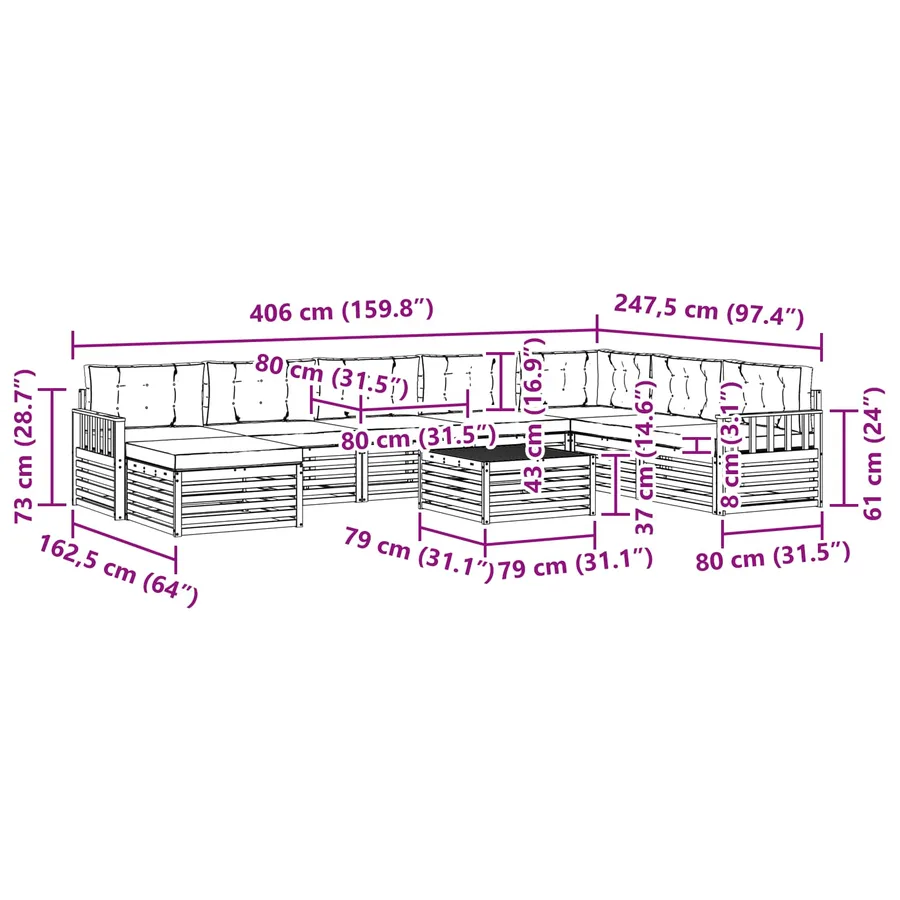 Ensemble de canapés d'extérieur 9 pc Blanc et anthracite - 7