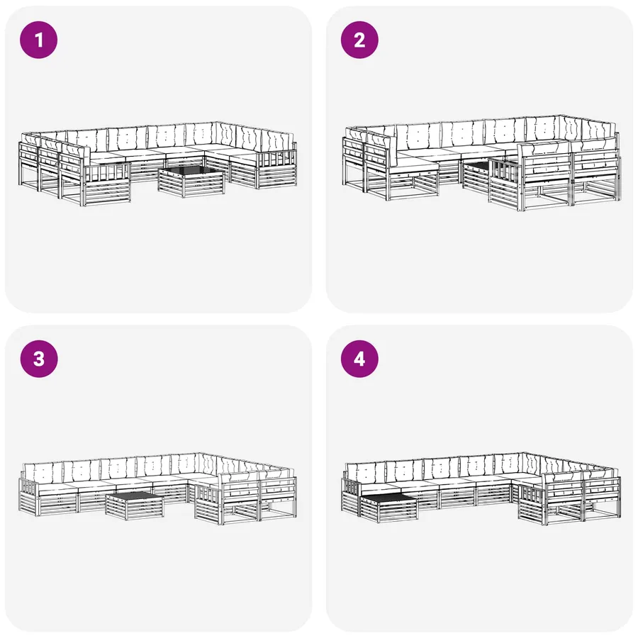 Ensemble de canapés d'extérieur 10 pc Blanc et anthracite - 7