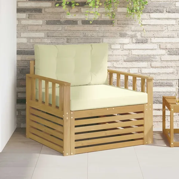 Canapé d’extérieur Polyester Blanc et crème