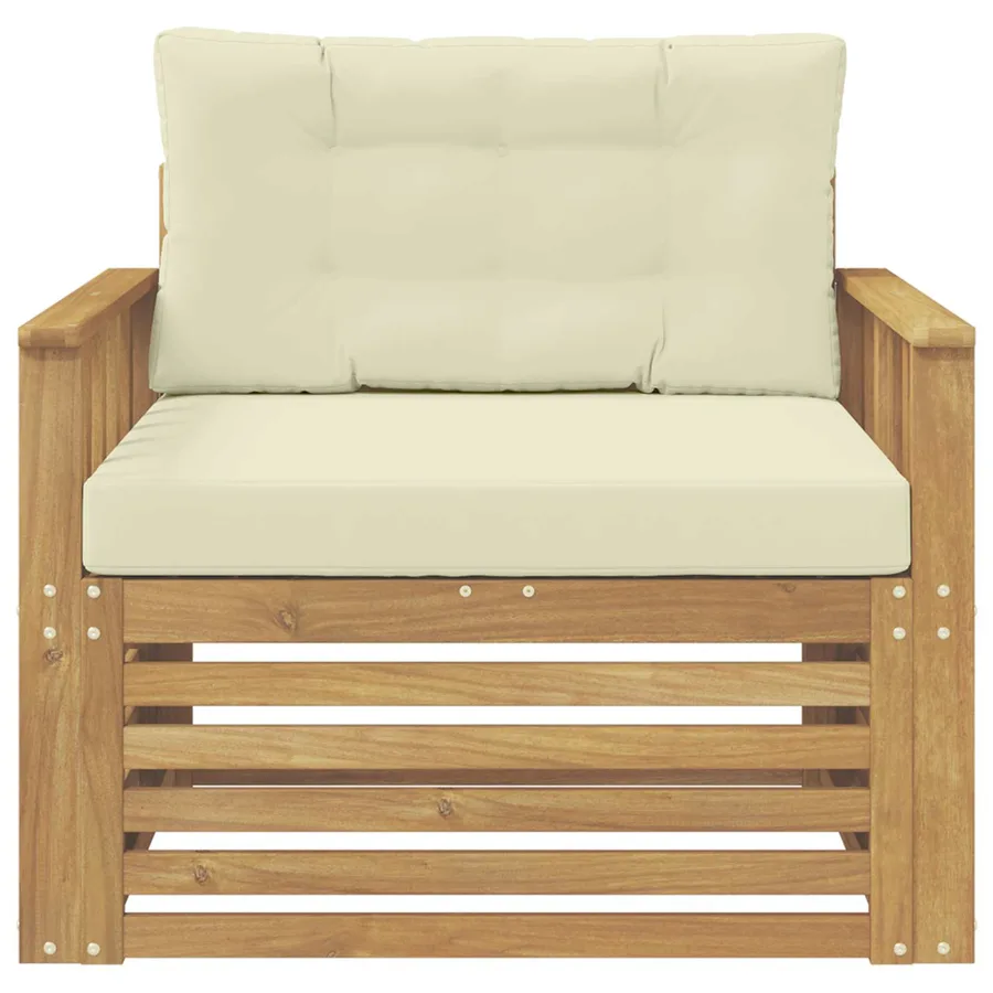 Canapé d’extérieur Polyester Blanc et crème - 3