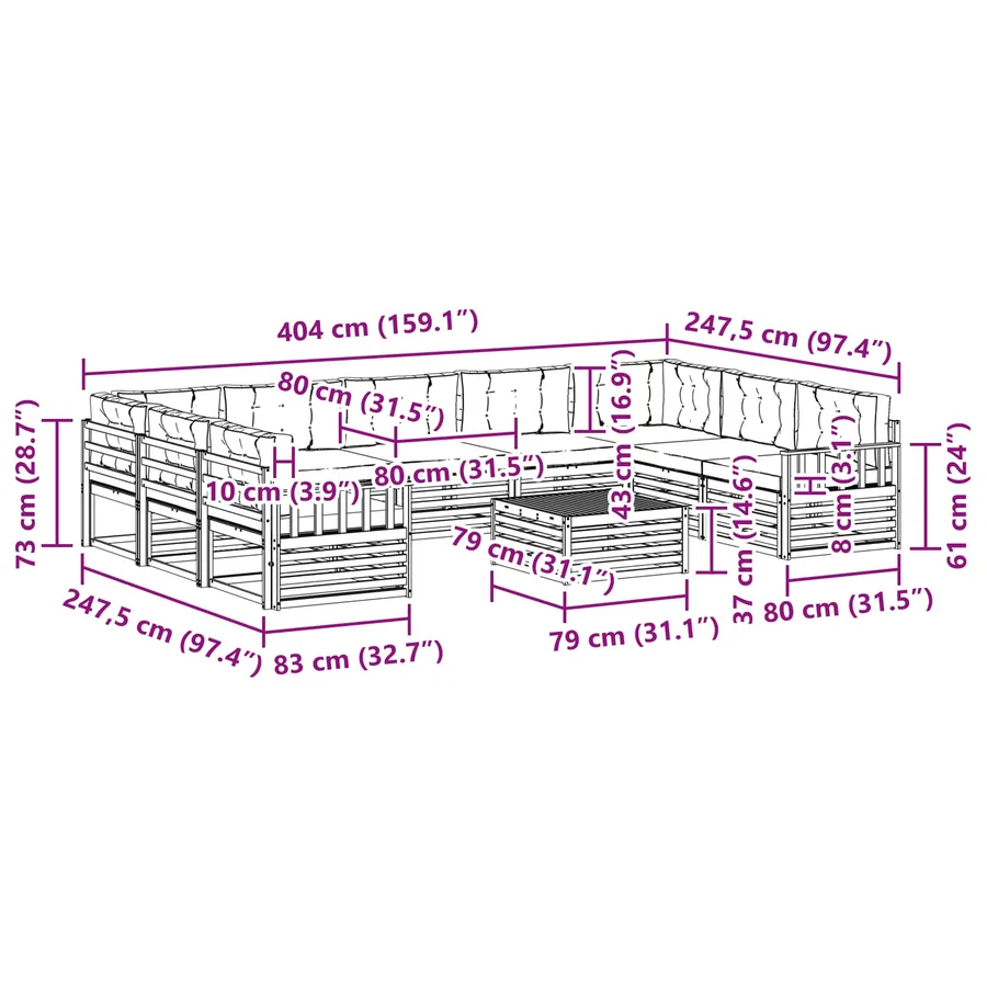 Ensemble de canapés d'extérieur 10 pc Blanc et crème - 8