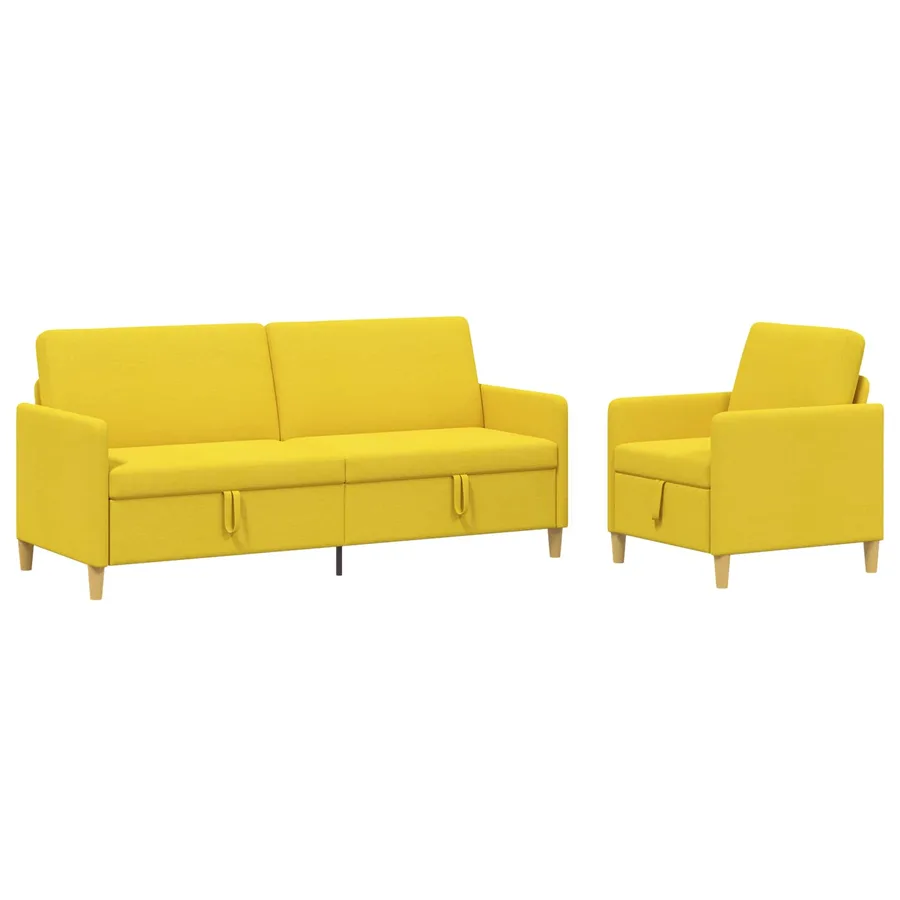 Canapé avec rangement 2 pcs Jaune clair Polyester - 2