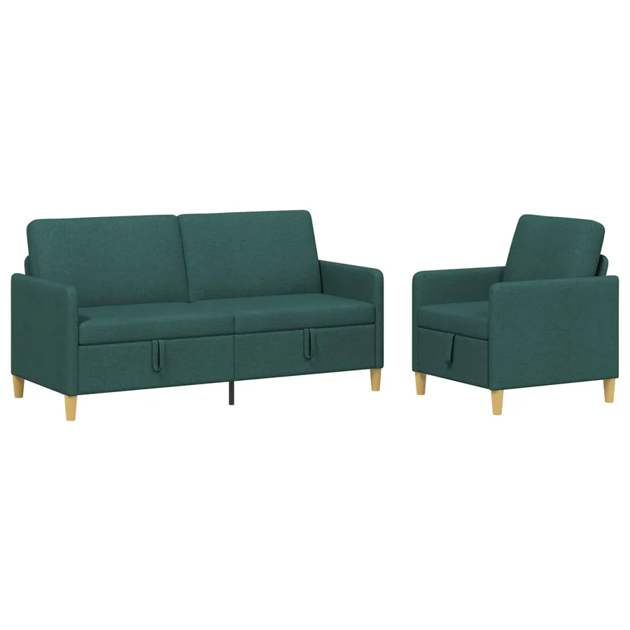 Canapé avec rangement 2 pcs Vert foncé Polyester - 2