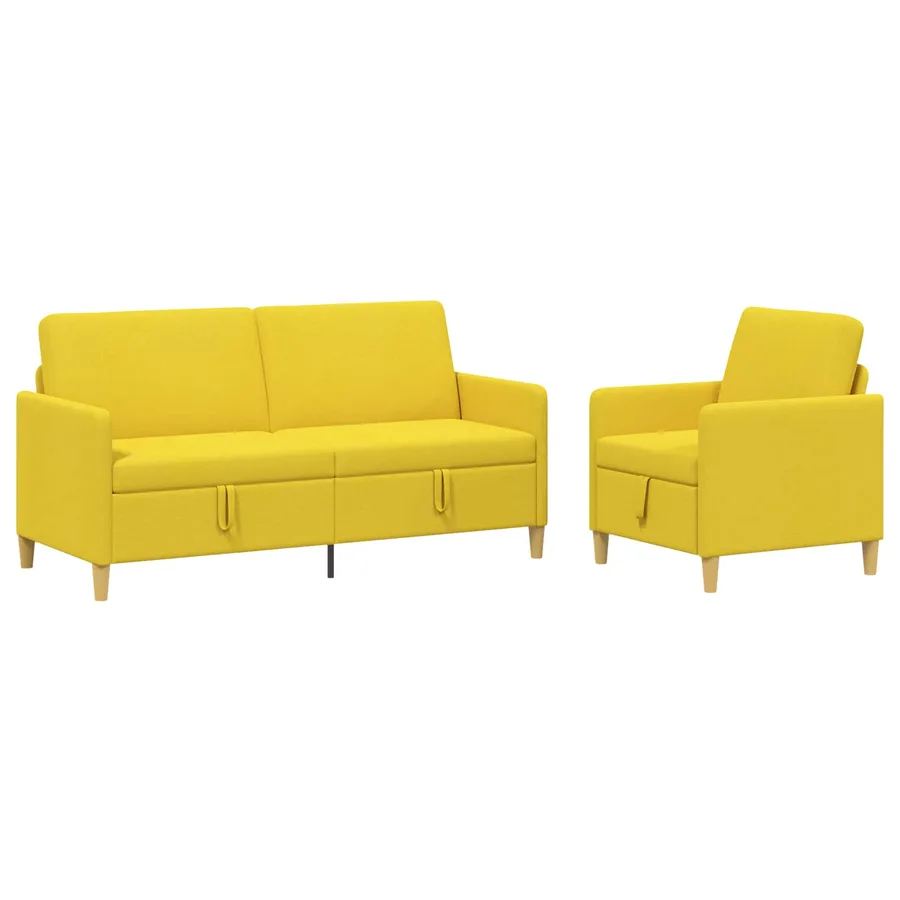Canapé avec rangement 2 pcs Jaune clair Polyester - 2