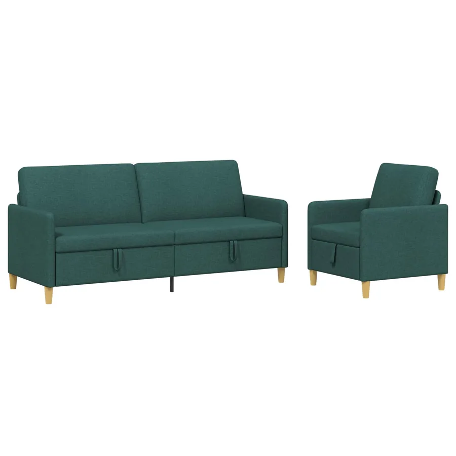 Canapé avec rangement 2 pcs Vert foncé Polyester - 2