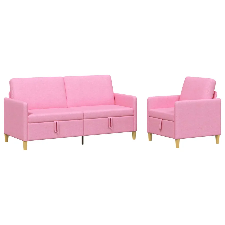 Canapé avec rangement 2 pcs Rose Polyester - 2