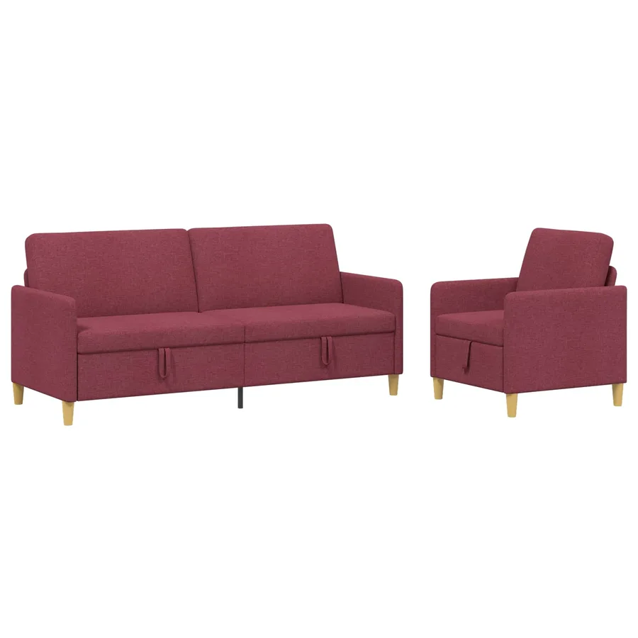 Canapé avec rangement 2 pcs Bordeaux Polyester - 2