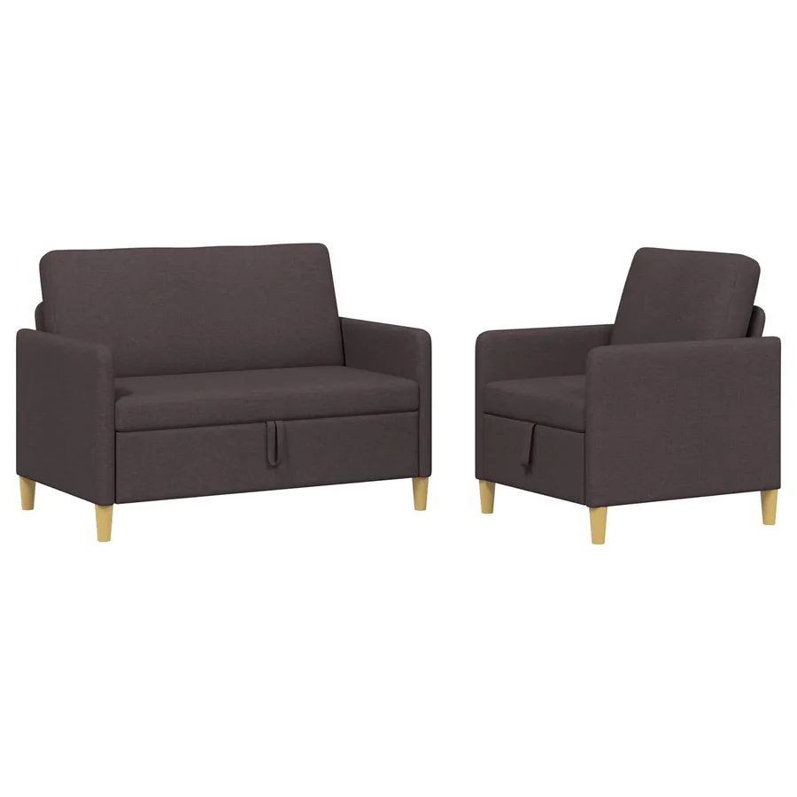 Canapé avec rangement 2 pcs Marron foncé Polyester - 2