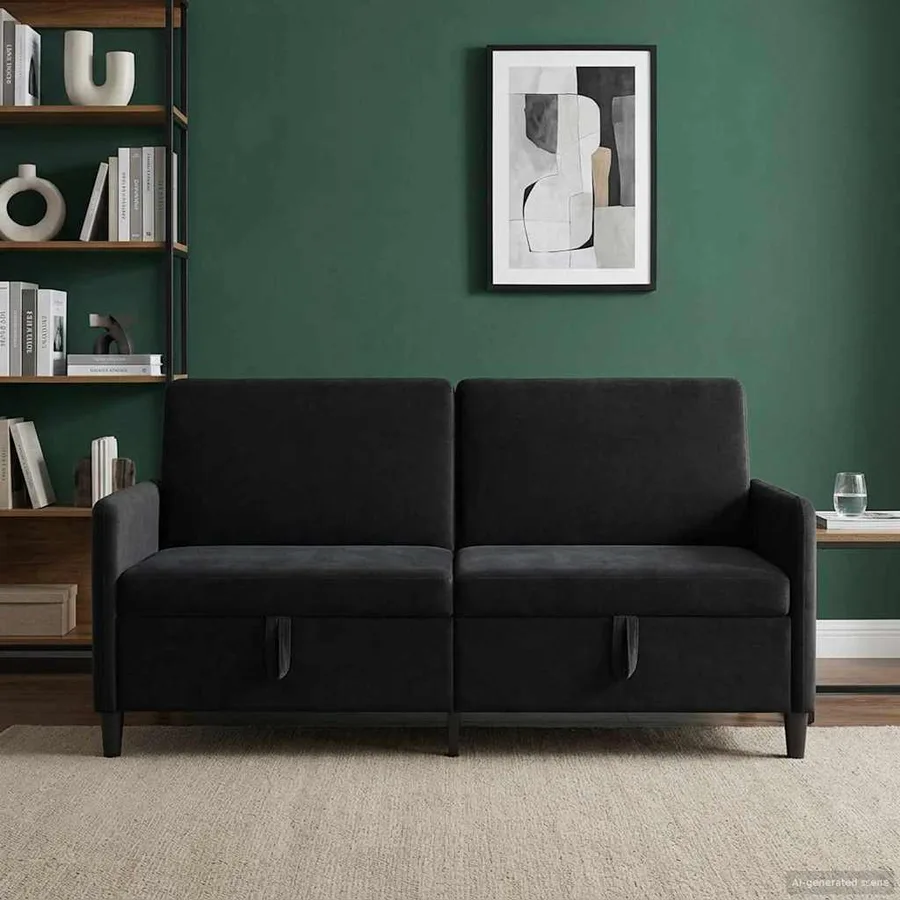 Sofa avec rangement Noir 172 x 78 x 87 cm Polyester - 3