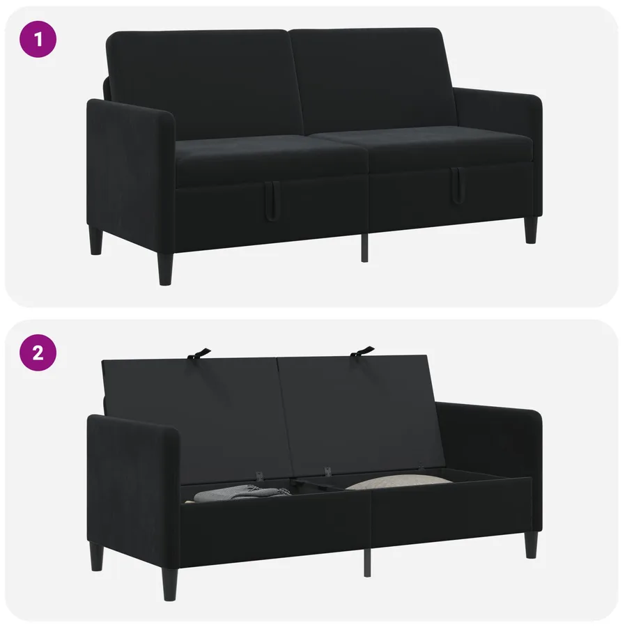 Sofa avec rangement Noir 172 x 78 x 87 cm Polyester - 7