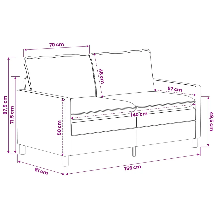 Ensemble de Canapés 2 pcs Noir Polyester - 9