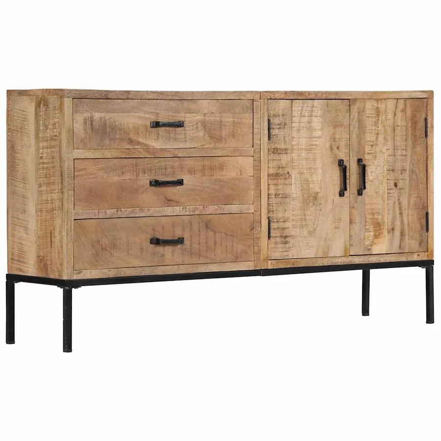 Buffet 140x35x75 cm Bois de manguier massif - 7