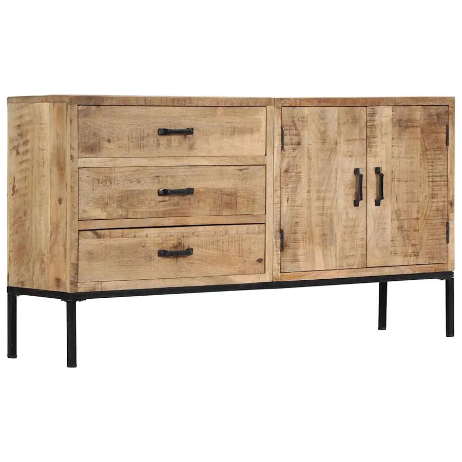 Buffet 140x35x75 cm Bois de manguier massif - 8