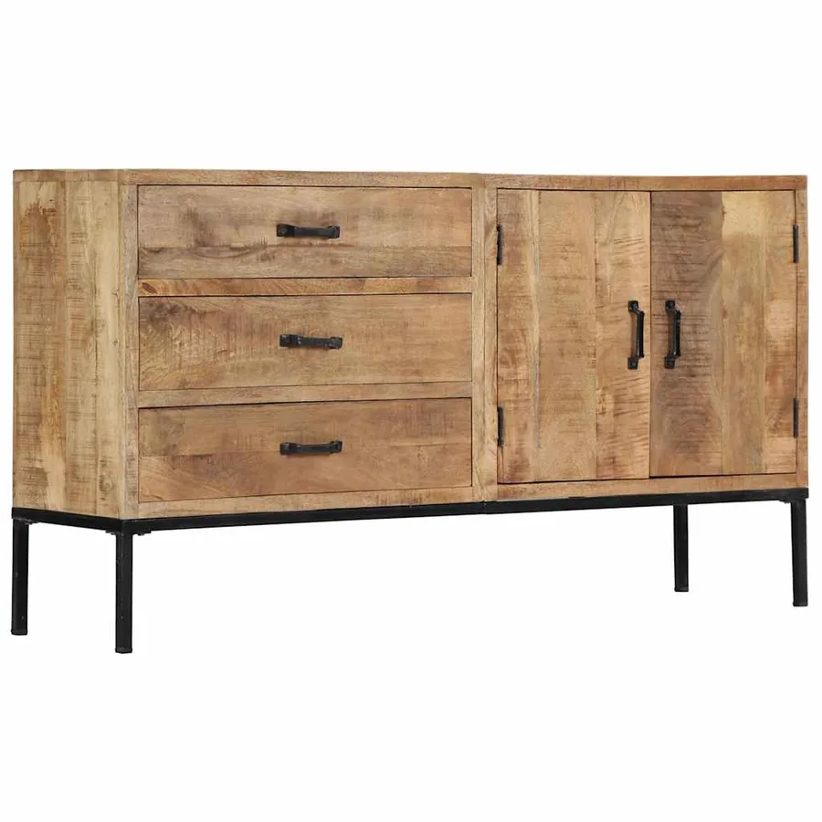 Buffet 140x35x75 cm Bois de manguier massif - 9