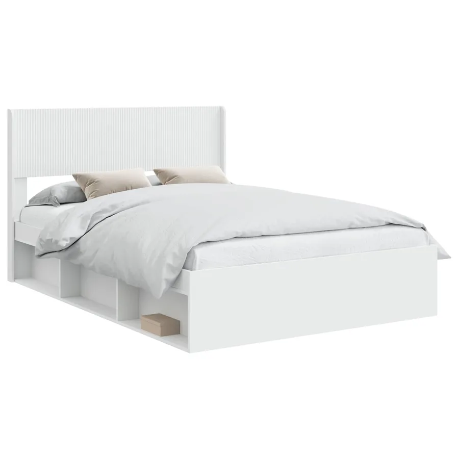 Cadre de lit avec rangement et tête de lit Blanc 120 x 200 cm - 2