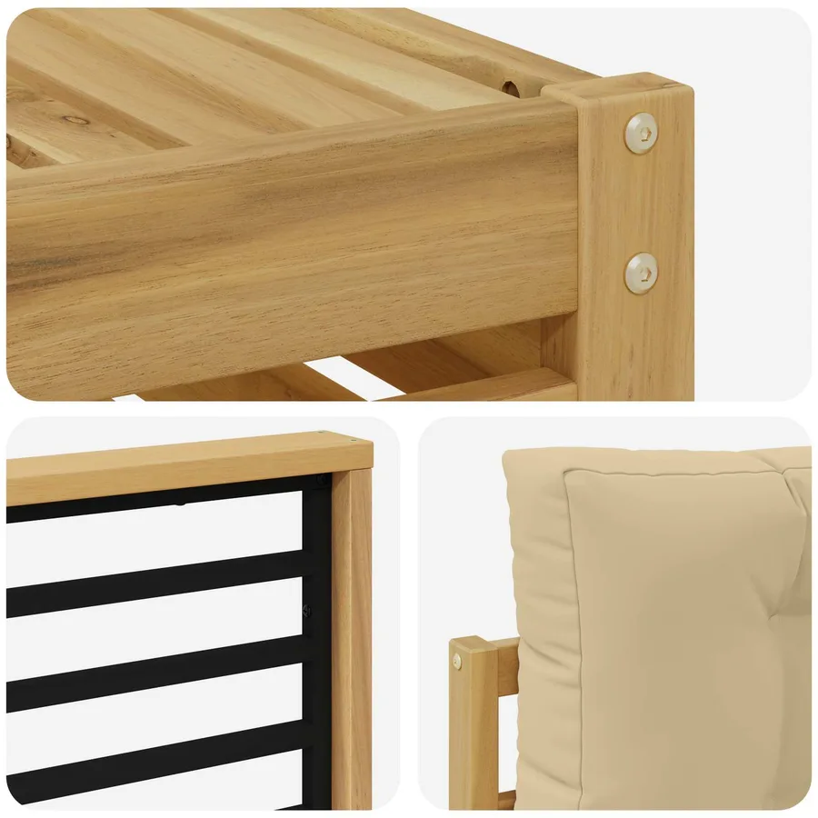 Ensemble de canapés d'extérieur 9 pc Blanc et Beige Polyester - 5