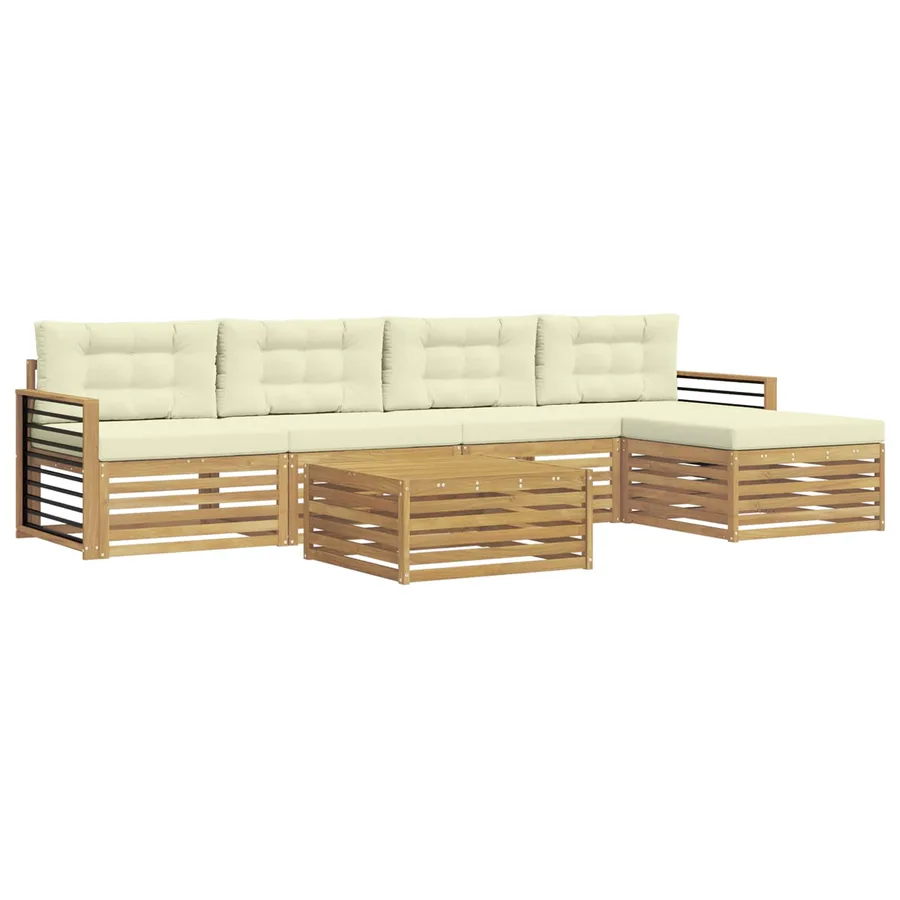 Ensemble de canapés d'extérieur 7 pc Blanc et crème Polyester - 2