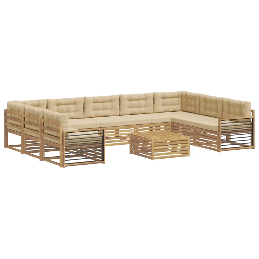 Ensemble de canapés d'extérieur 10 pc Blanc et Beige - 2