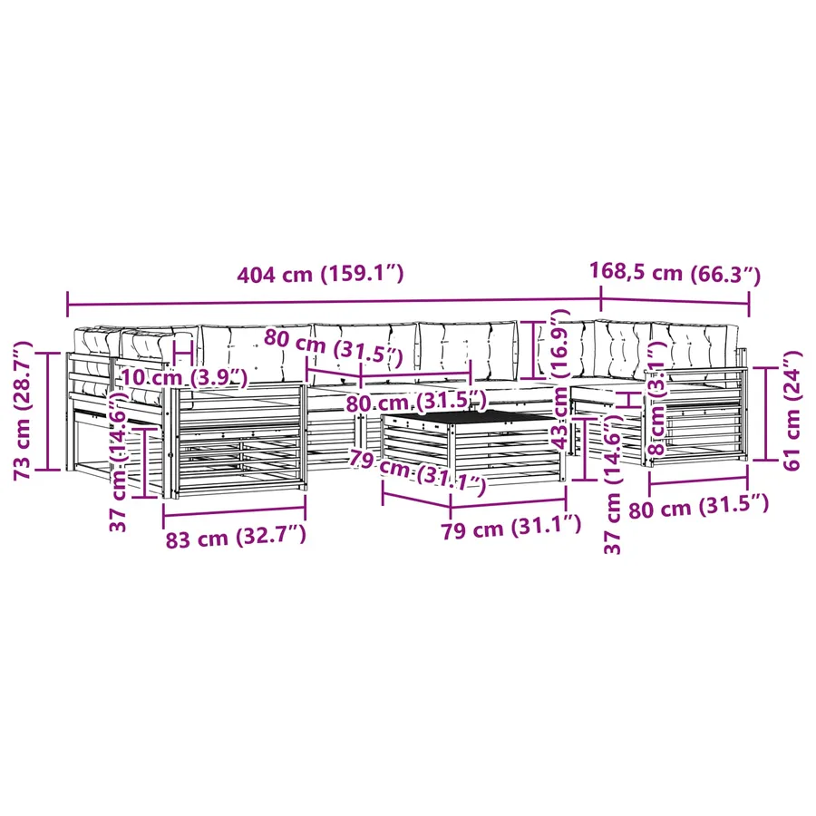 Ensemble de canapés d'extérieur 8 pc Blanc et Beige - 7