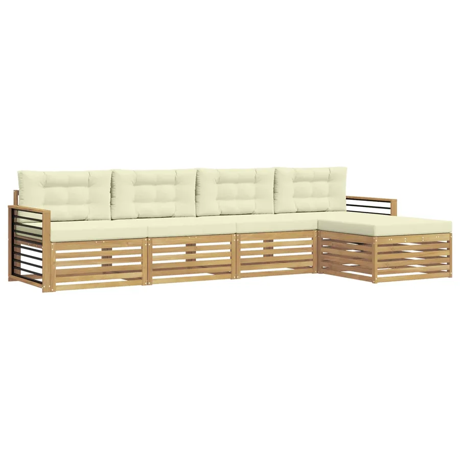 Ensemble de canapés d'extérieur 5 pc Blanc et crème Polyester - 2