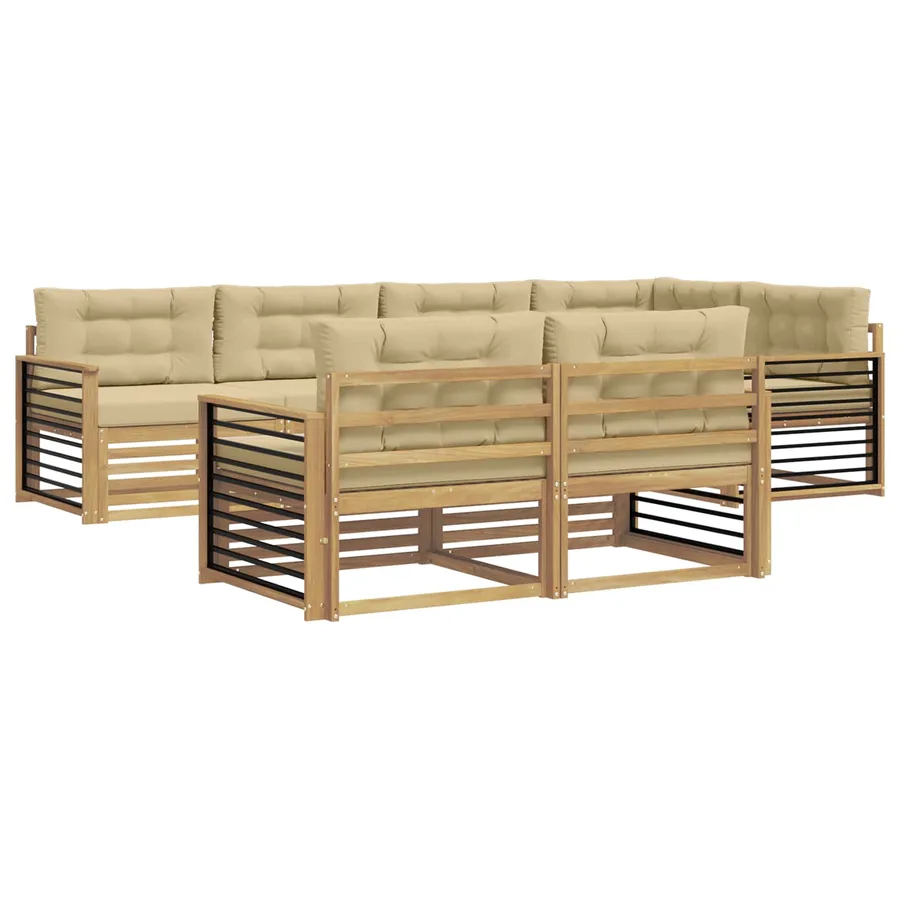Ensemble de canapés d'extérieur 7 pc Blanc et Beige Polyester - 2