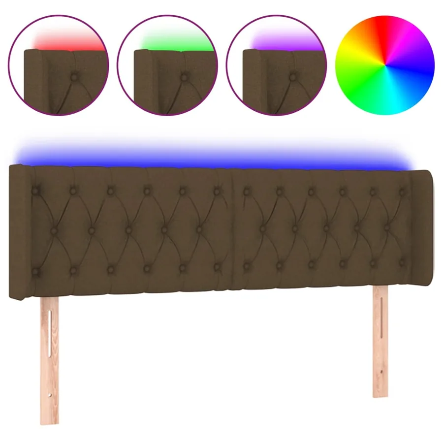 Tête de lit à LED Marron foncé 147x16x78/88 cm Tissu - 2