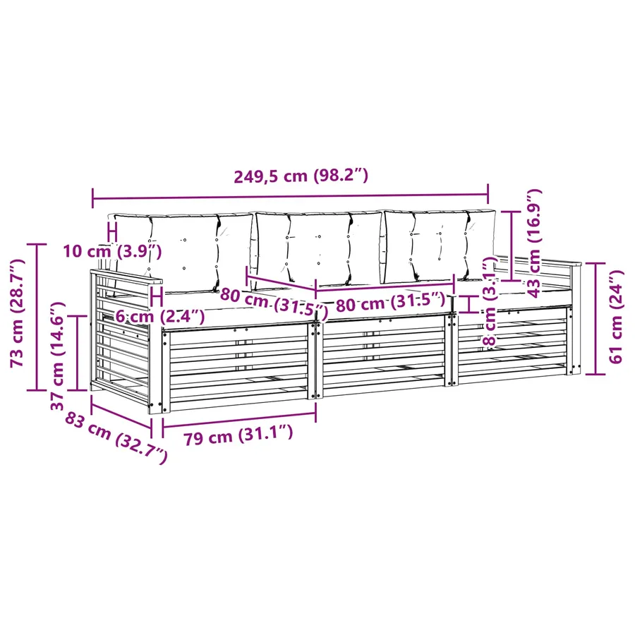 Ensemble de canapés d'extérieur 3 pc Blanc et crème Polyester - 6