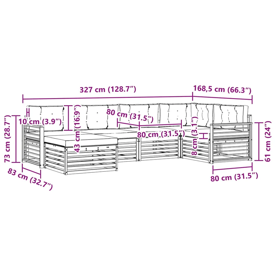 Ensemble de canapés d'extérieur 6 pc Blanc et anthracite - 7