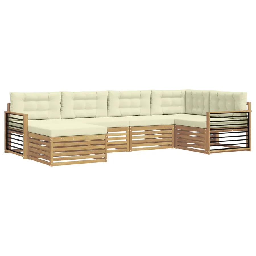 Ensemble de canapés d'extérieur 6 pc Blanc et crème Polyester - 2