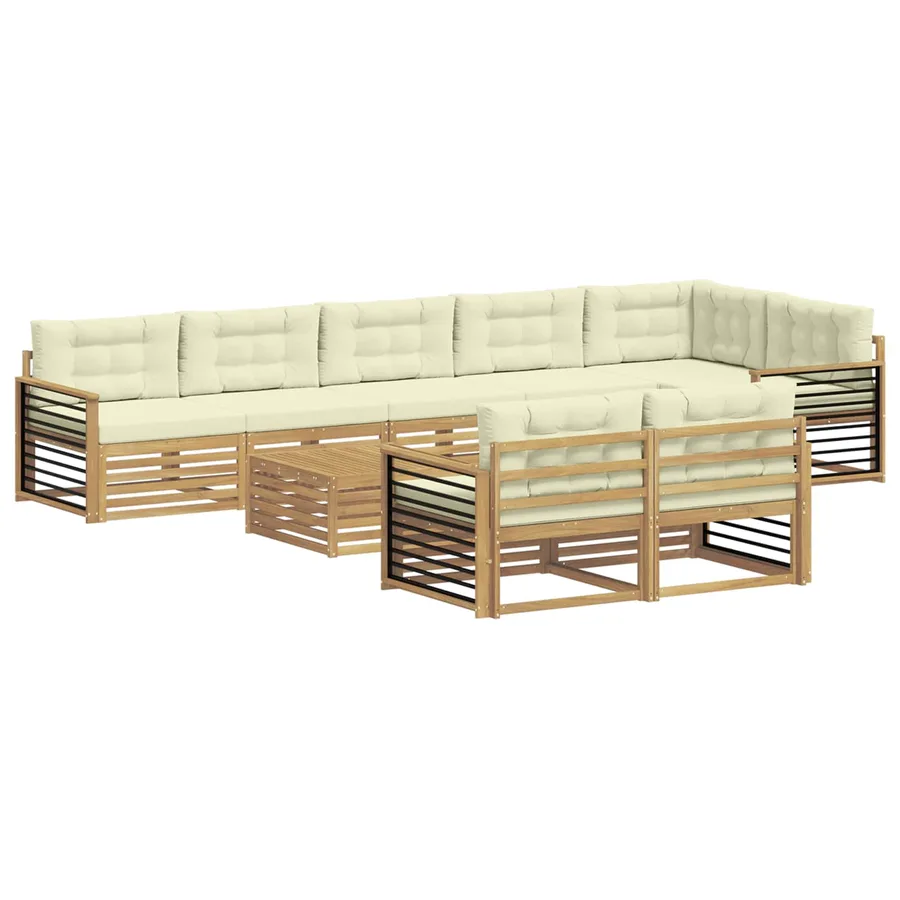 Ensemble de canapés d'extérieur 9 pc Blanc et crème Polyester - 2