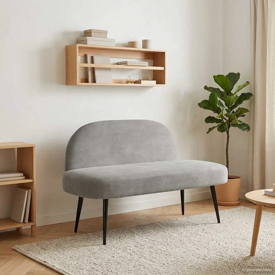 Banc rembourré avec dossier Gris clair 110 x 60 x 76 cm Velours