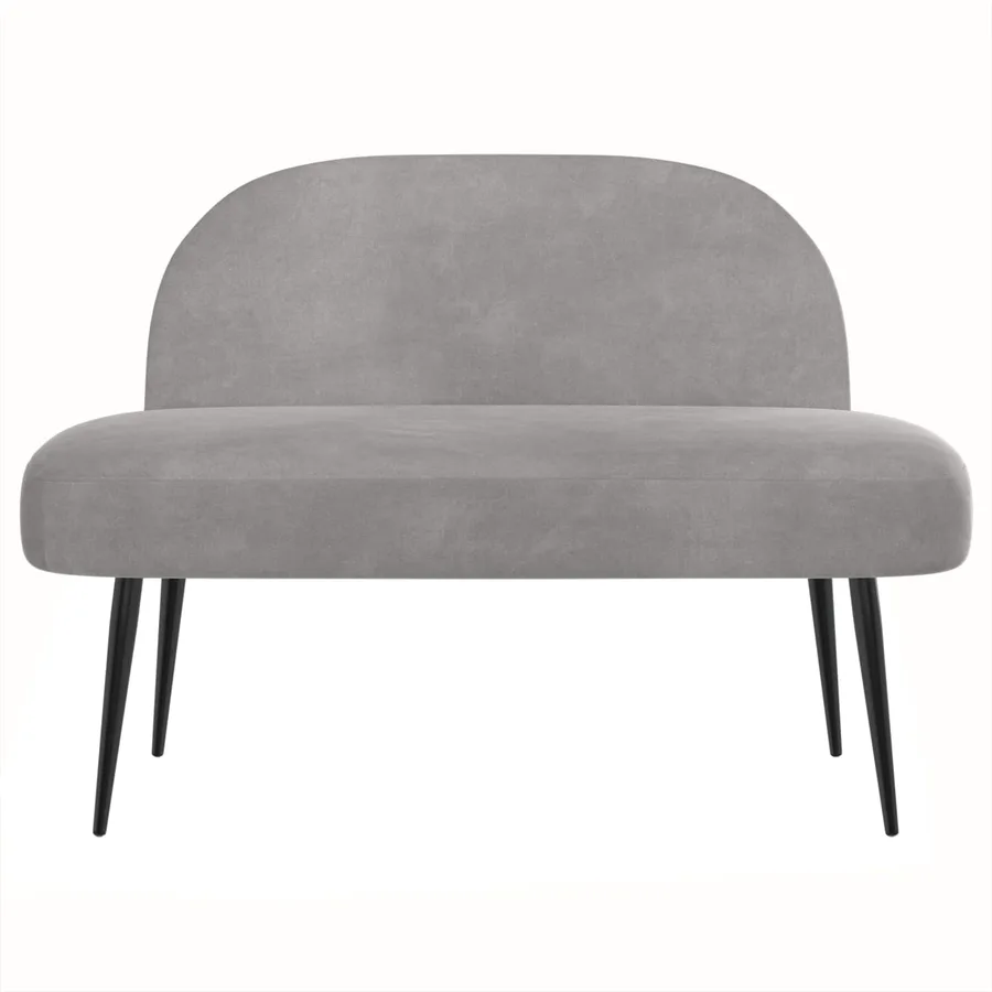 Banc rembourré avec dossier Gris clair 110 x 60 x 76 cm Velours - 3